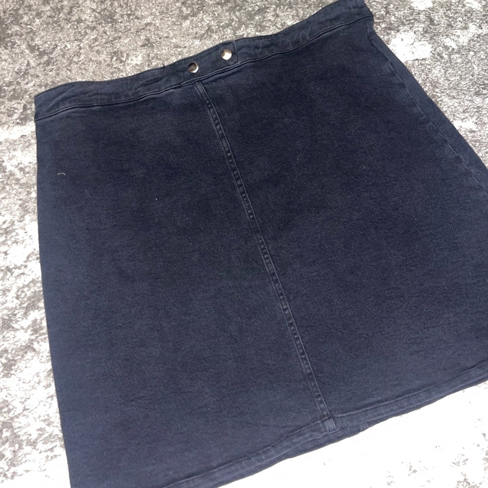 Black denim mini skirt